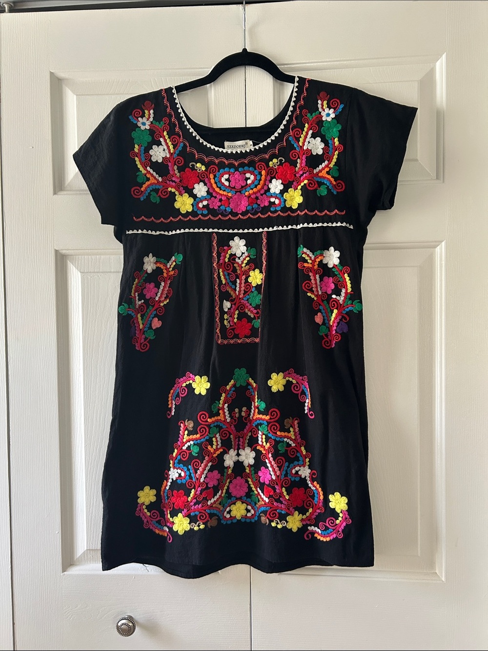 Black Embroidered Floral Dress
